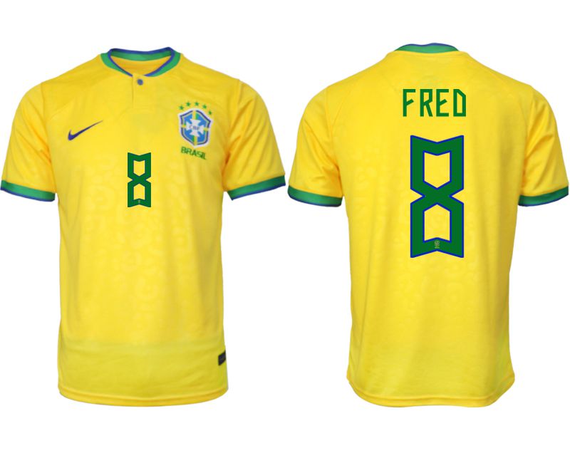 Men 2022 World Cup National Team Brazil home aaa version yellow #8 Soccer Jersey